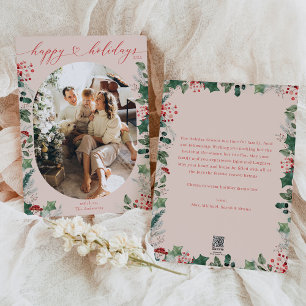 Cartão De Festividades Boho Chic Calliographic Foto Cor-de-Rosa Esmagador