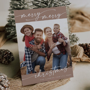 Cartão De Festividades Boho Chic Neutral Family Foto de Natal Bonito