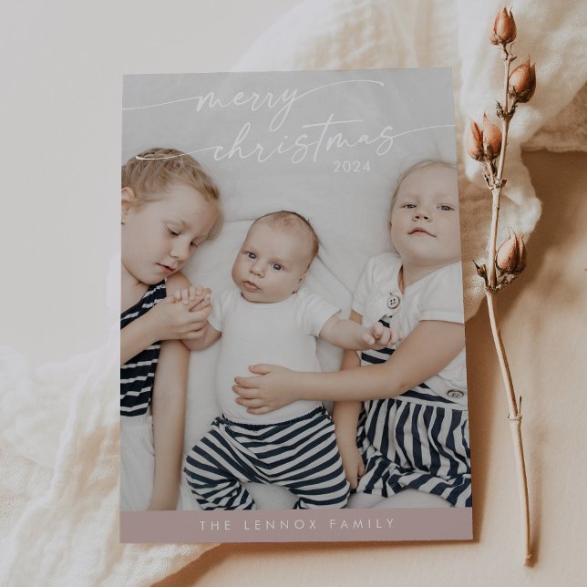 Cartão De Festividades Boho Chic Rosa Rosa Foto Única, Física Rosa (Criador carregado)