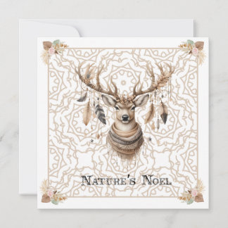 Cartão De Festividades Boho Christmas Deer Non Photo Christmas Card Flat
