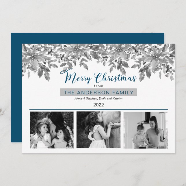 Cartão De Festividades Boho Christmas Greenery Felry Natal 3 Foto (Frente/Verso)