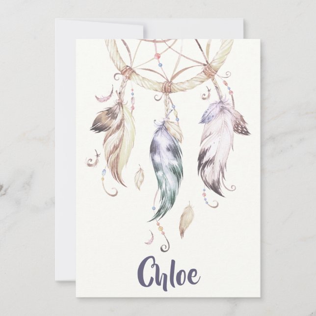Cartão De Festividades Boho Feather Dream Catcher Stationery (Frente)