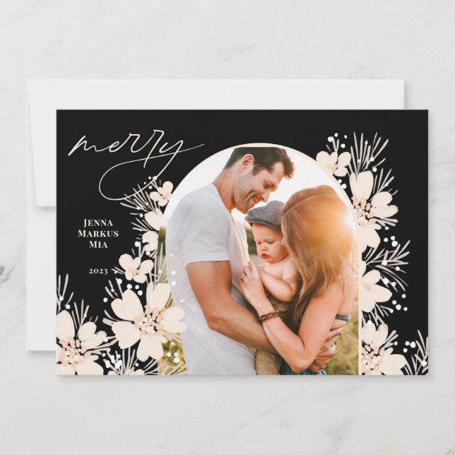 Cartão De Festividades Boho Feliz Natal Escuro (Frente)