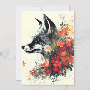 Cartão De Festividades Boho Floral Fox Willife Nature
