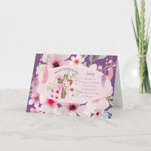 Cartão De Festividades Boho Floral GODMOTHER Card POEM Personalizado