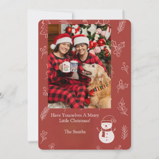 Cartão De Festividades Boho Floral Vermelho Personalizado Natal