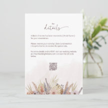 Boho Floral Wedding Details Card