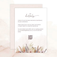 Boho Floral Wedding Details Card