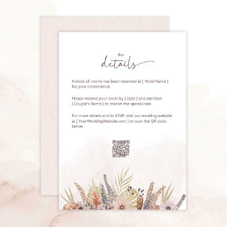 Cartão De Festividades Boho Floral Wedding Details Card