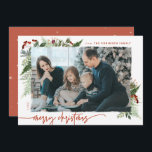 Cartão De Festividades Boho Greenery Terracotta Rust Foto de Natal<br><div class="desc">Este design de estilo boho neutro apresenta um verde de inverno mínimo, com porta de fotos com efeito de pincel seco e texto em cores de paleta de bolos. Adicione uma mensagem opcional na parte traseira ou altere o design do backer (3 opções disponíveis). DICA RÁPIDA: Para alterar a cor...</div>