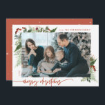 Cartão De Festividades Boho Greenery Terracotta Rust Foto de Natal<br><div class="desc">Este design de estilo boho neutro apresenta um verde de inverno mínimo, com porta de fotos com efeito de pincel seco e texto em cores de paleta de bolos. Adicione uma mensagem opcional na parte traseira ou altere o design do backer (3 opções disponíveis). DICA RÁPIDA: Para alterar a cor...</div>