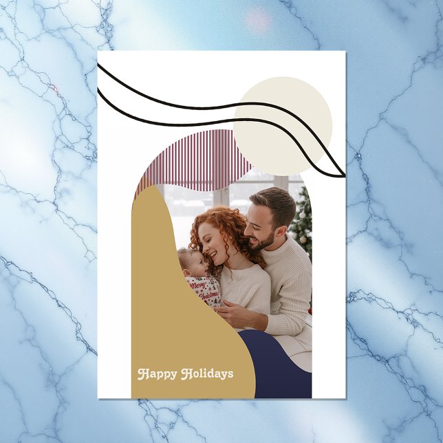 Cartão De Festividades Boho Modern Arches Foto Geométrica de Férias (Boho Modern Arches Geometric Holiday Photo)