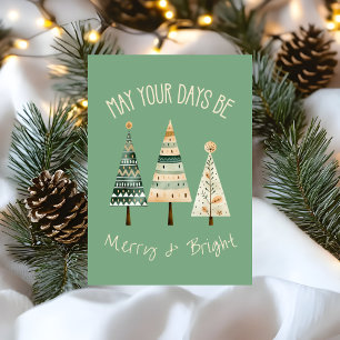 Cartão De Festividades Boho Moderno Aquarela Tons Terrosos Natal Fofo