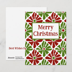 Cartão De Festividades Boho Poinsettia Funky Patterno Feliz Natal