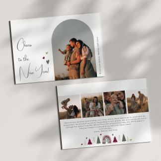 Cartão De Festividades Boho Rainbow and Hearts Arch New Year Cinco Foto