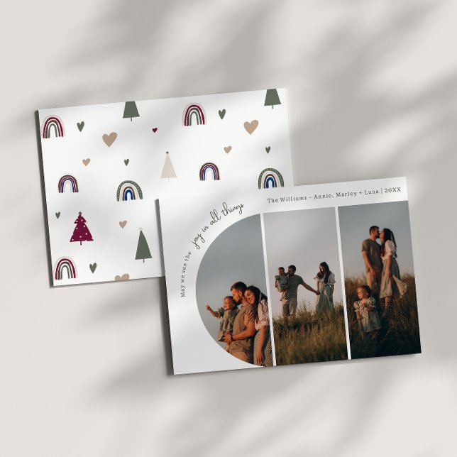 Cartão De Festividades Boho Rainbow Arch Joy Em Todas As Coisas 3 Foto (Criador carregado)