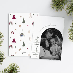 Cartão De Festividades Boho Rainbow Heart Arch Happiest Holidays Photo