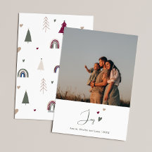 Boho Rainbow & Heart Joy Vertical Photo Christmas