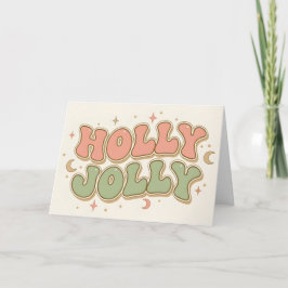 Cartão De Festividades Boho Retro Holly Jolly Christmas