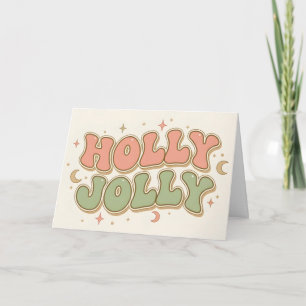 Cartão De Festividades Boho Retro Natal Alegre e Feliz