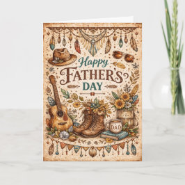 Cartão De Festividades Boho Rustic Americana Fathers Day