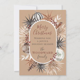 Cartão De Festividades Boho Rustic Christmas Watercolor