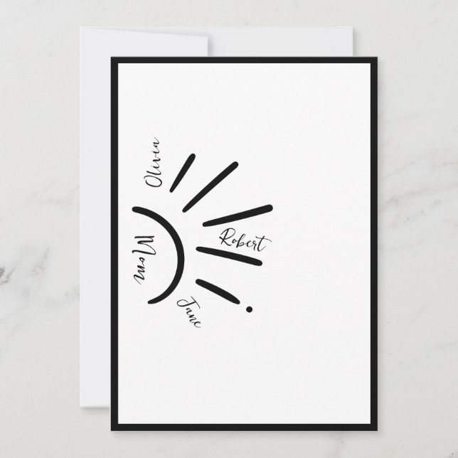 Cartão De Festividades Boho Sol Mãe e Filhos Raios de Sol (Frente)