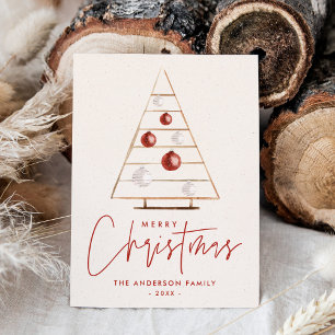 Cartão De Festividades Boho Wooden Árvore Natal Não Foto