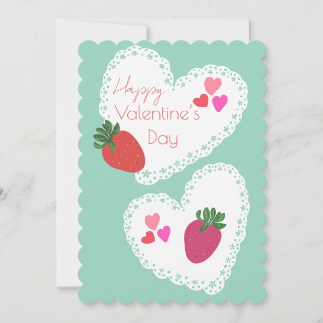 Cartão De Festividades Bois e Morangos Felizes Dia dos Namorados (Frente)