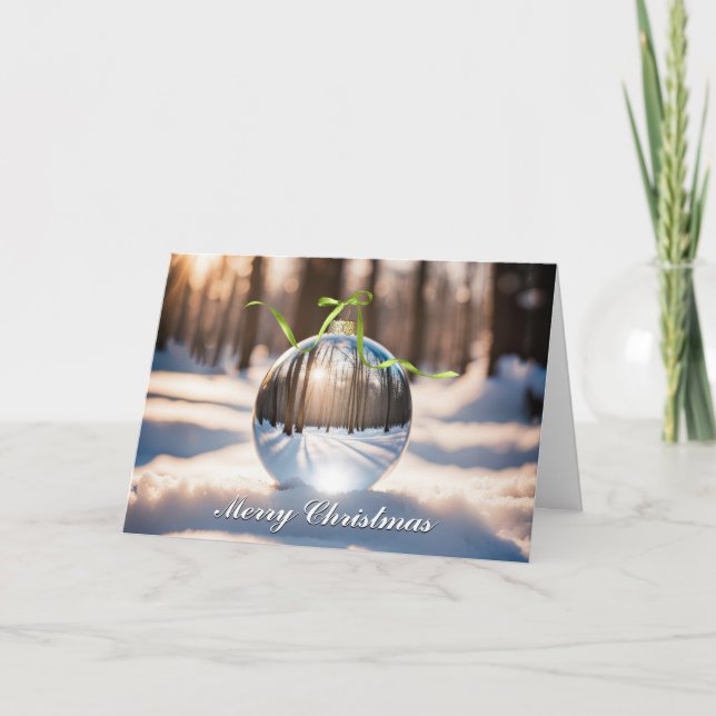Cartão De Festividades Bola da lente do enfeites de natal (Frente)
