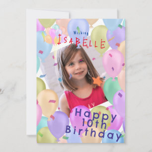 Cartão De Festividades Bola de Aniversário de 10 anos Pastel Foto
