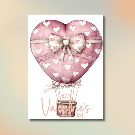 Cartão De Festividades Bola de balão laço rosa pêssego Feliz Dia dos Namo