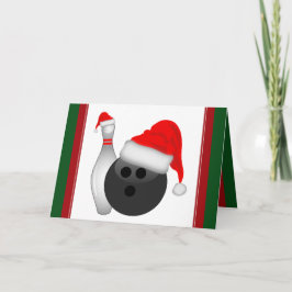 Cartão De Festividades Bola de boliche de Natal e Pino