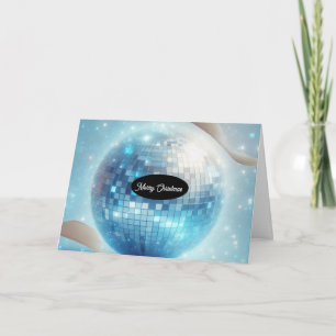 Cartão De Festividades Bola de discoteca luminosa azul de Natal