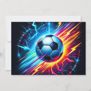 Cartão De Festividades Bola de Futebol Elétrico Futurista Relâmpago
