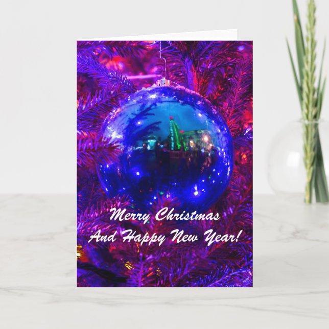 Cartão De Festividades Bola de Natal Vermelha (Frente)