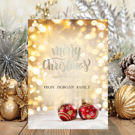 Cartão De Festividades Bola de Natal Vermelha Elegante com Bokeh