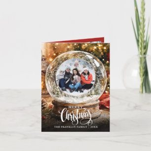 Cartão De Festividades Bola de Neve Natal Feliz 2 Fotos