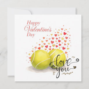 Cartão De Festividades Bola de tênis com AMOR em quadra azul