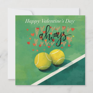 Cartão De Festividades Bola de tênis com AMOR em quadra azul