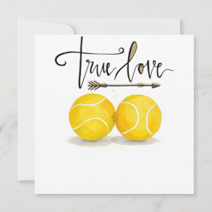 Cartão De Festividades Bola de tênis com LOVE em quadra azul