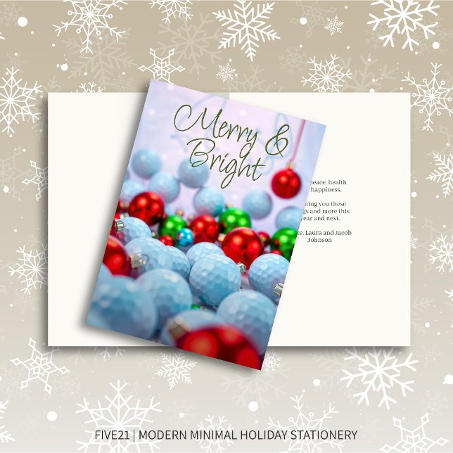 Cartão De Festividades Bolas de Golfe e Ornamentos Brilhantes (Criador carregado)