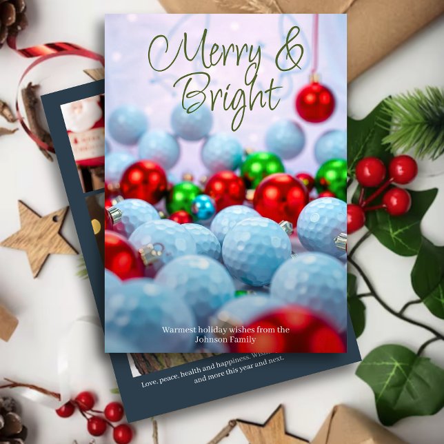 Cartão De Festividades Bolas de Golfe e Ornamentos Brilhantes ・ Três Mari (Criador carregado)