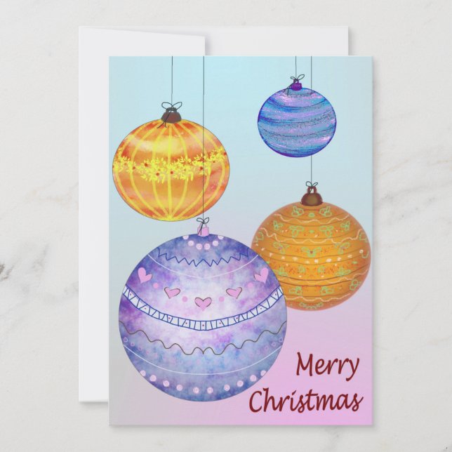 Cartão De Festividades Bolas de Natal (Frente)