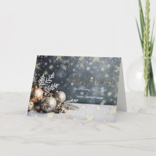 Cartão De Festividades Bolas de Natal Flocos de Neve Cinza Saudação da Em