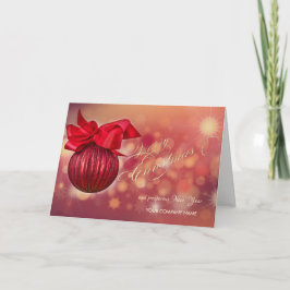 Cartão De Festividades Bolas de Natal Vermelhas, Empresa Escura de Flocos