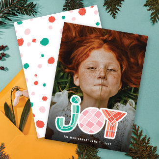 Cartão De Festividades Bold Chunky Geométrico Joy Foto Moderna Colorida