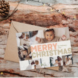 Cartão De Festividades Bold Modern Feliz Ano De Natal Na Revisão 6 Foto<br><div class="desc">Envie desejos calorosos nesta temporada de festas com este ano de Feliz Natal, único e bonito e corajoso e moderno, na revisão 6 foto feliz cartão de festas. Sua design simples e minimalista apresenta elementos inspirados em rosas claro, coral pastel, verde-sábio, borrão e matizes de pêssego. Celebrando o espírito festivo...</div>