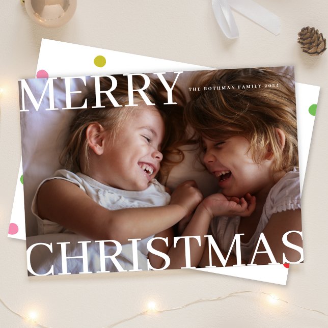 Cartão De Festividades Bold Modern Typografia Foto Feliz Natal (Criador carregado)