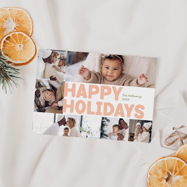 Cartão De Festividades Bold Modern Year In Review Seis Photo Happy (Criador carregado)